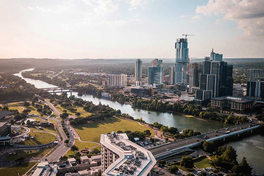 Areal view of Austin TX