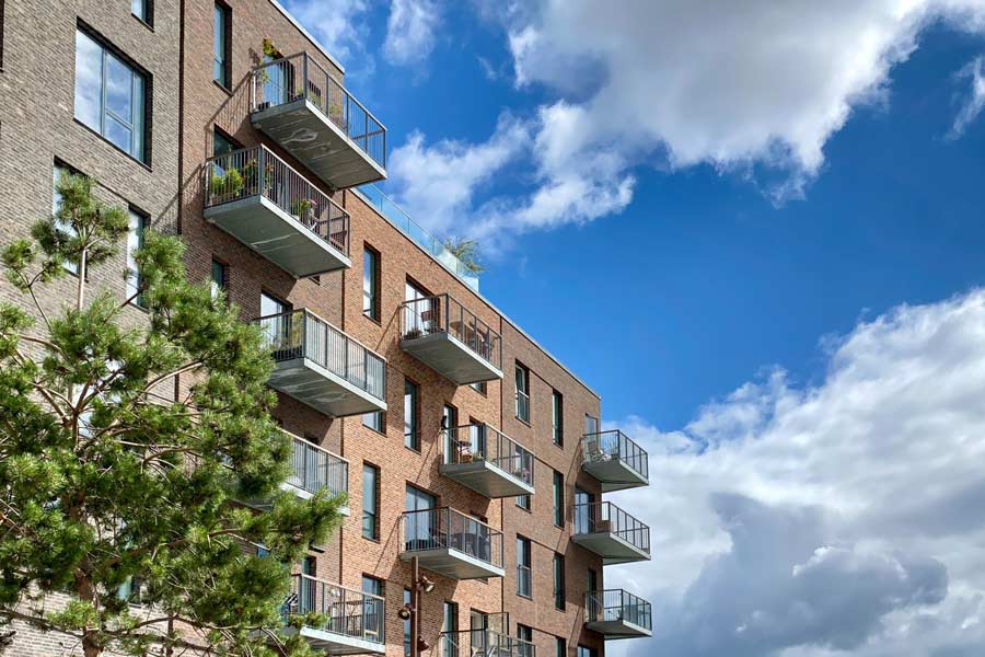 Apartment building exterior in daytime