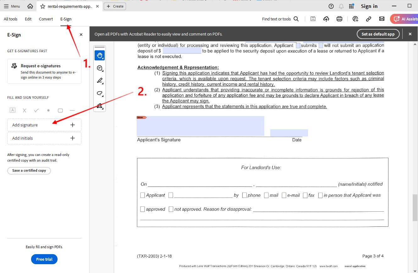 Screenshot illustrating rental application instructions step 6.